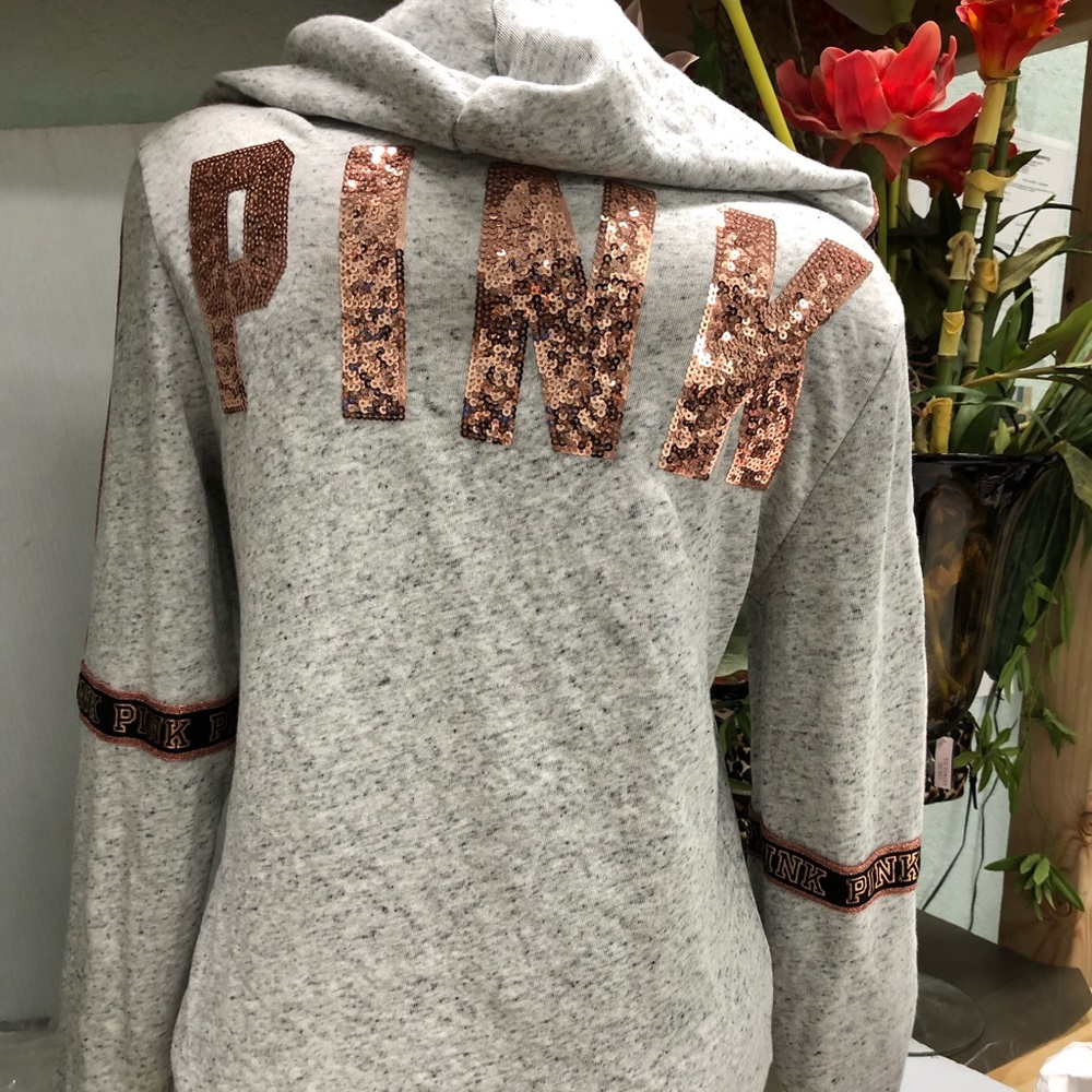 Victoria’s Secret Pink Bling Full Zip Hoodie Gray